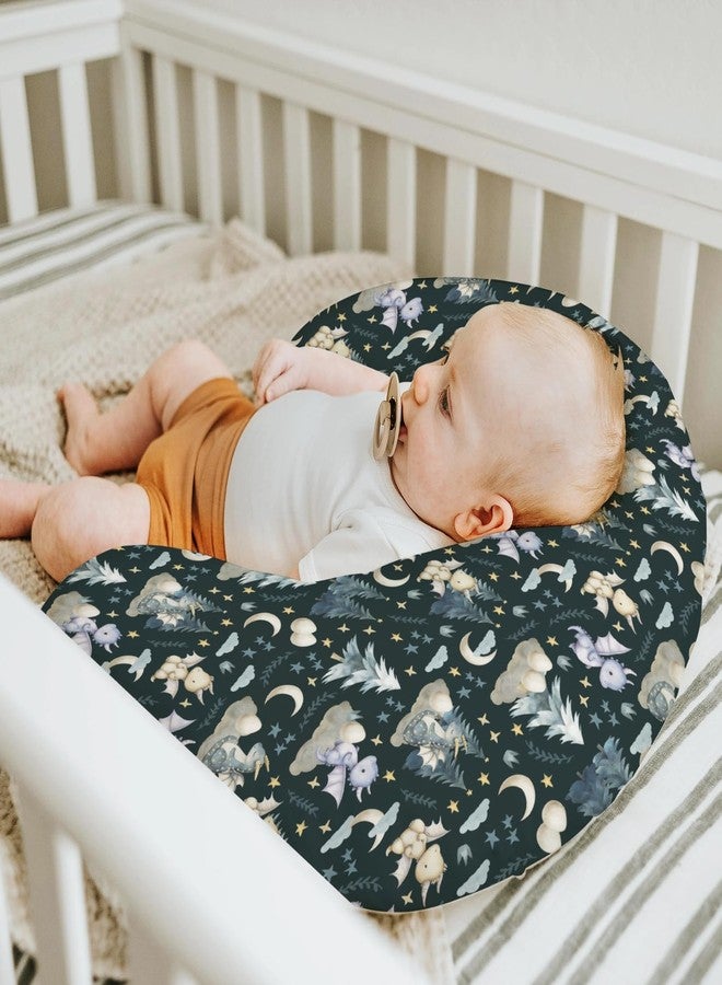 ZoUbqchY Fairytale Dragons Baby Nursing Pillow Cover for Boy Girl Cute Dragon Moon Stars Clouds Trees Eggs Nursery Pillowcase for Breastfeeding Pillows Fantasy Animal Soft Stretchy Slipcover for Newborn Infant - Image 5